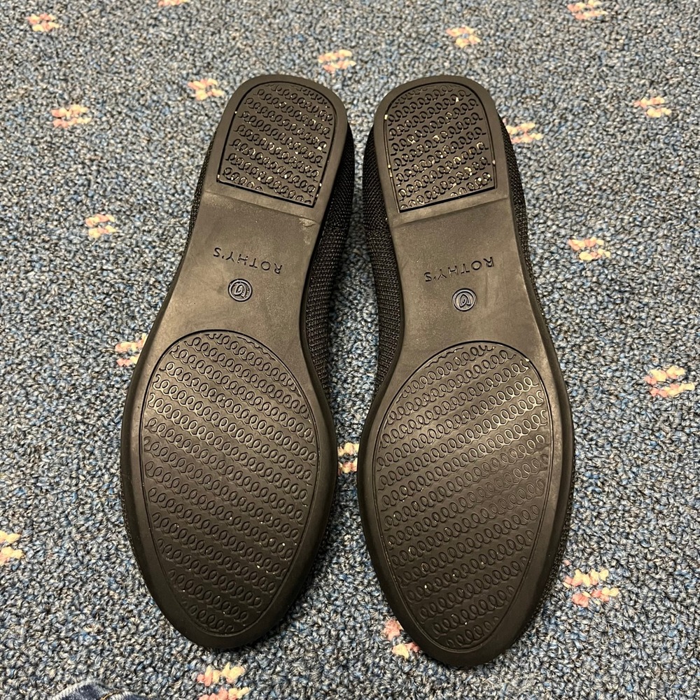 Rothys The Flat Black Solid Rounded Toe Knit Ball… - image 7